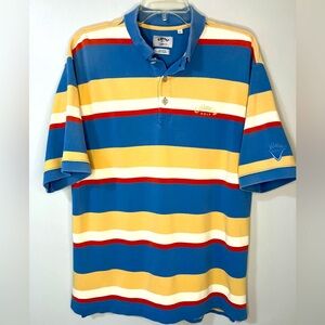 Callaway Sport Polo Shirt Men’s Medium Multicolor Striped Embroidered 90’s Vtg